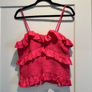 Pink Smock Ruffle Tank Top NWT